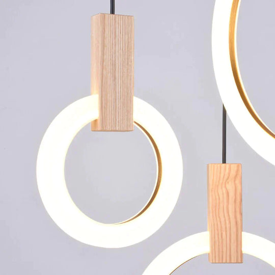 Ring Shaped Wooden Led Pendant Lights Bedroom Lamp Dining Room Indoor Home Decor Wood Hanging