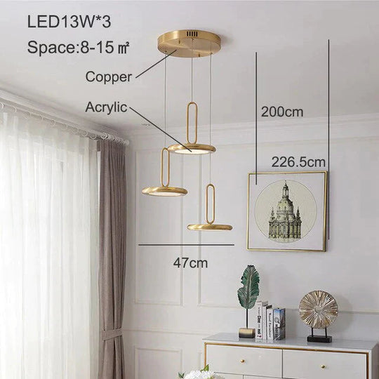 Pendant Light Ufo Disk Bedroom Copper Lamp Dining Room Hanging Ceiling Lamps Kitchen Modern Gold