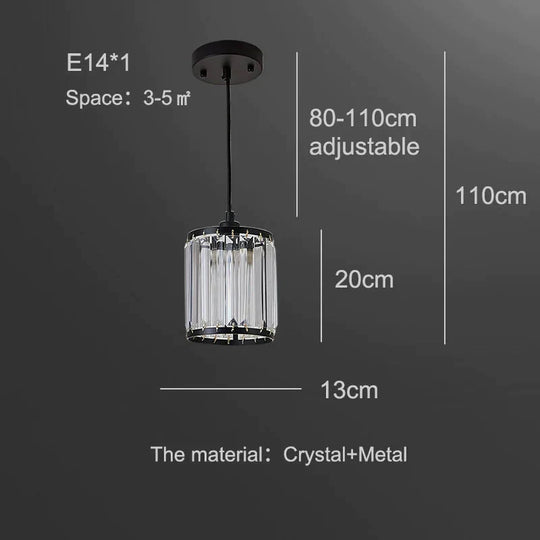Crystal Pendant Light Dining Lighting Foyer Lamp Bedroom Loft Lights Black Frame Fixtures Makeup