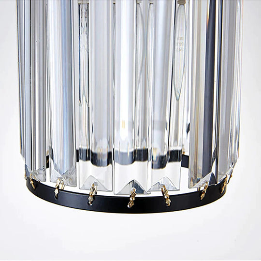 Crystal Pendant Light Dining Lighting Foyer Lamp Bedroom Loft Lights Black Frame Fixtures Makeup