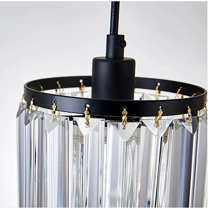 Crystal Pendant Light Dining Lighting Foyer Lamp Bedroom Loft Lights Black Frame Fixtures Makeup