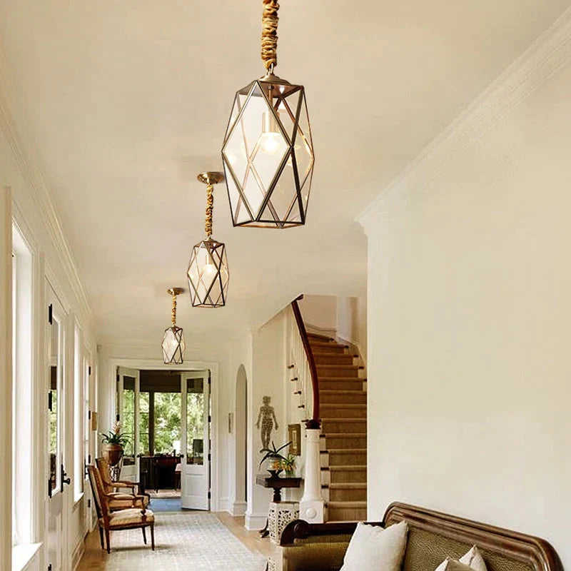Copper Pendant Lights Dining Retro Glass Lamp Kitchen Modern Lustre Salon Fixtures Loft Lighting