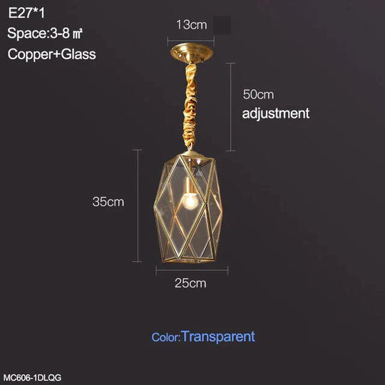 Copper Pendant Lights Dining Retro Glass Lamp Kitchen Modern Lustre Salon Fixtures Loft Lighting