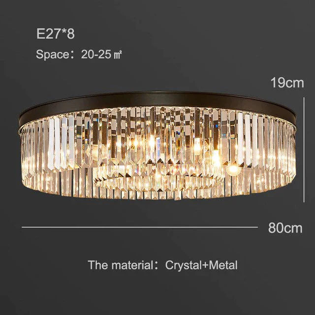 Modern Crystal Ceiling Lamp Living Light Bedroom Classic Round Lamps Black Base Led Fixtures Dining