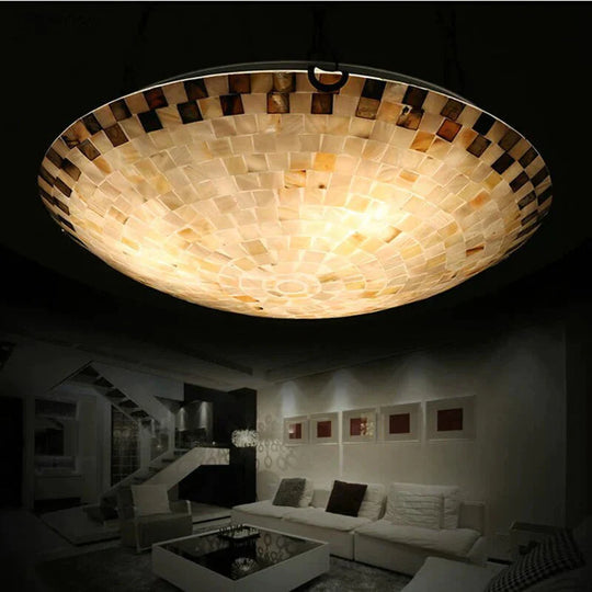 Tiffany Mediterranean Natural Shell Ceiling Light Toilet Lustres Night Led Lamp Bedroom Lighting