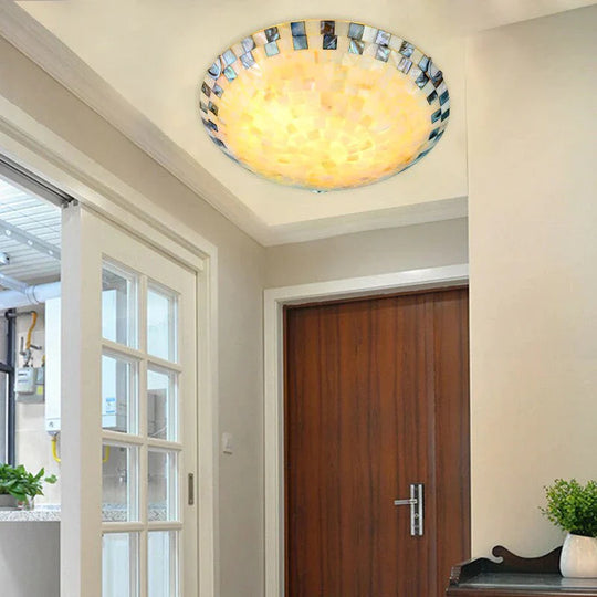 Tiffany Mediterranean Natural Shell Ceiling Light Toilet Lustres Night Led Lamp Bedroom Lighting