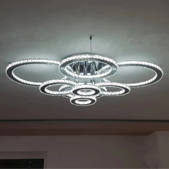 Modern Crystal Ceiling Lights Living Room Luxury Silver Light Bedroom Led Lamps Dining Fixtures