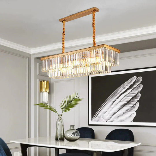 Copper Crystal Ceiling Lamp For Living Room Modern Led Lights Bedroom Home Fixture Lustres Pendant