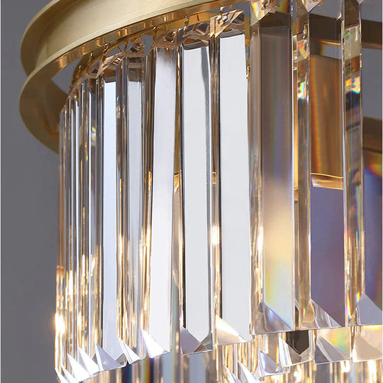 Copper Crystal Ceiling Lamp For Living Room Modern Led Lights Bedroom Home Fixture Lustres Pendant