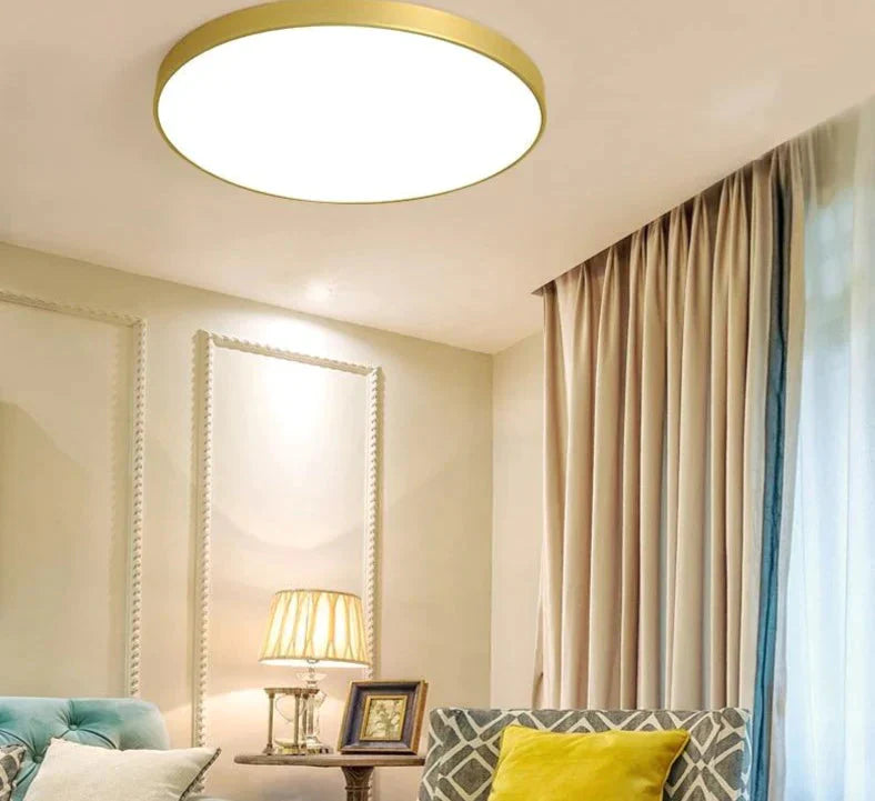 Round Ceiling Light Fixture Modern Led Lights Gold Lampshade For Living Room Bedroom Lamp Fixtures