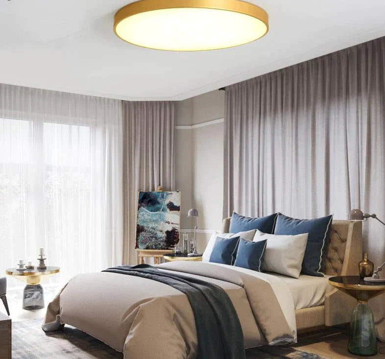 Round Ceiling Light Fixture Modern Led Lights Gold Lampshade For Living Room Bedroom Lamp Fixtures