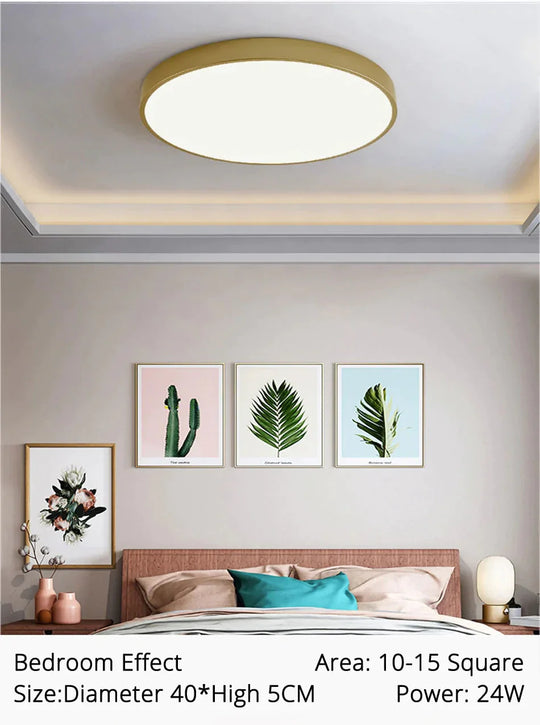 Round Ceiling Light Fixture Modern Led Lights Gold Lampshade For Living Room Bedroom Lamp Fixtures