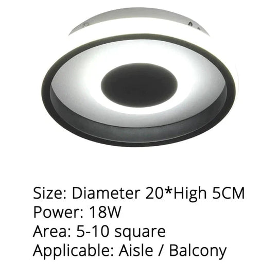 The Fashion Modern Led Ceiling Lights For Hallway Study Room Living Indoor Lighting 16 - 18W Black