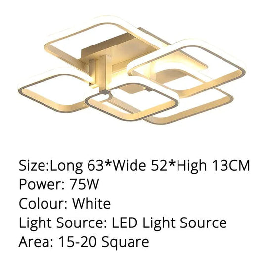 Grey White Rectangle Shape Modern Led Ceiling Lights For Living Room Bed Studio Lighting Creative
