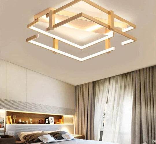 Ceiling Lights Gold Body Round/Square For Bedroom Living Room Remote Control Led Lamps