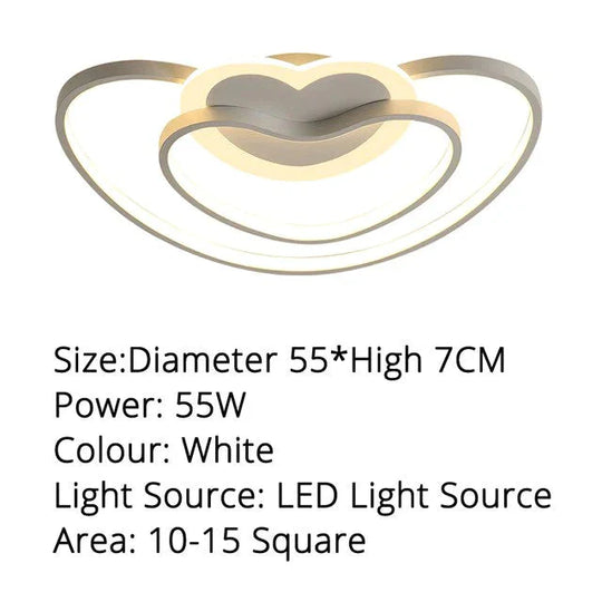 Led Ceiling Heart Lamp Simple Modern Bedroom Warm Creative Boys And Girls Children Room Lights