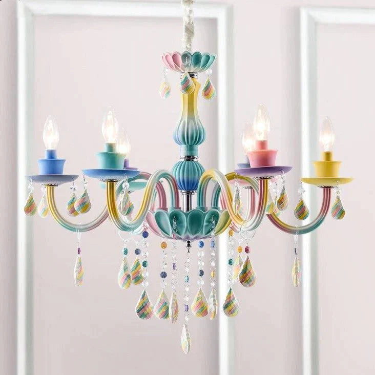 Macaron Chandelier Crystal Lamp Living Room Bedroom Dining Children’s Girl Princess Decoration