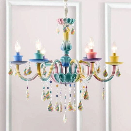 Macaron Chandelier Crystal Lamp Living Room Bedroom Dining Children’s Girl Princess Decoration