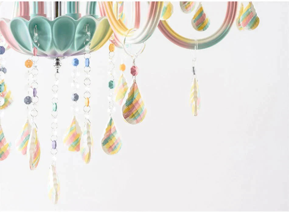 Macaron Chandelier Crystal Lamp Living Room Bedroom Dining Children’s Girl Princess Decoration