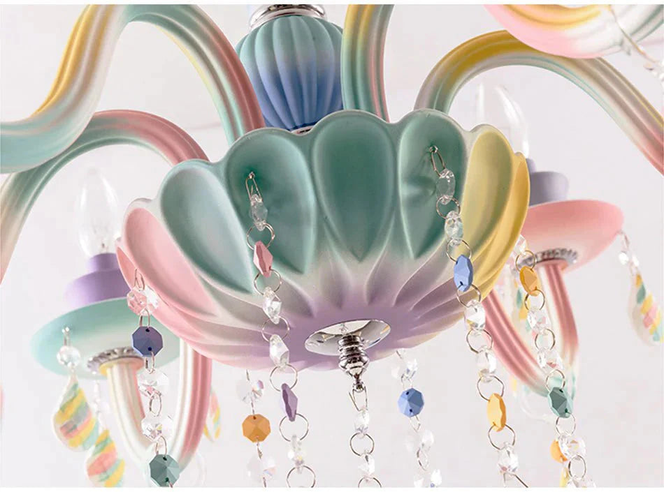 Macaron Chandelier Crystal Lamp Living Room Bedroom Dining Children’s Girl Princess Decoration