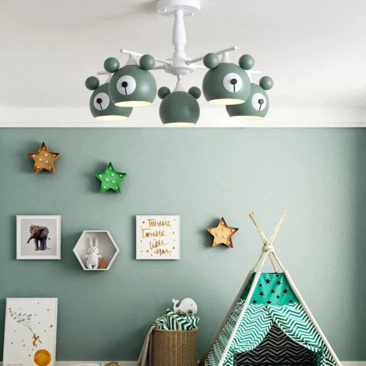 Chandeliers For Living Room Bear Lamp 3/5/6 Heads Home Lighting Decorative Lampshade Baby Child
