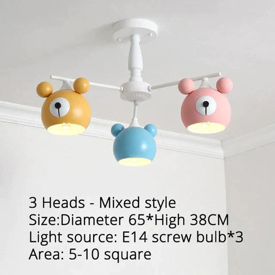 Chandeliers For Living Room Bear Lamp 3/5/6 Heads Home Lighting Decorative Lampshade Baby Child