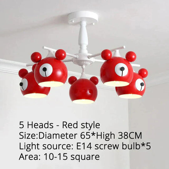 Chandeliers For Living Room Bear Lamp 3/5/6 Heads Home Lighting Decorative Lampshade Baby Child