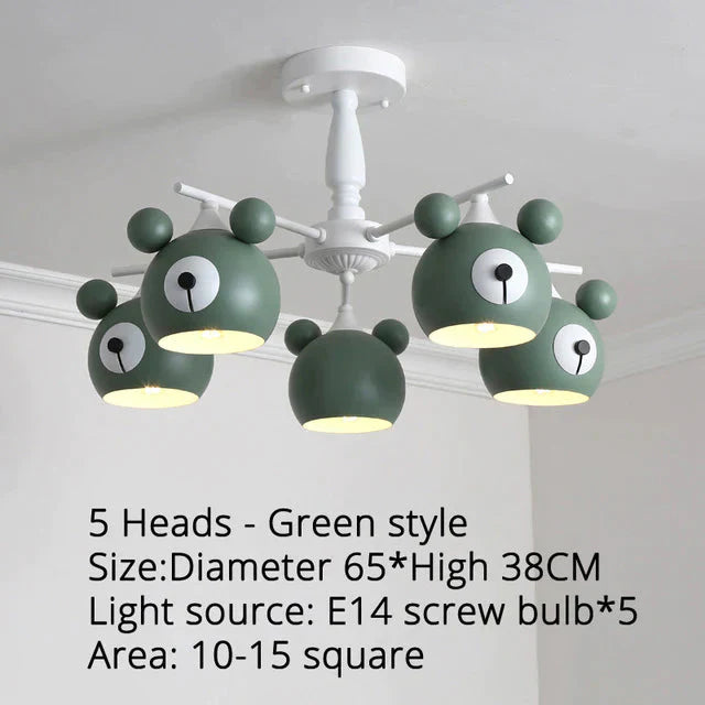 Chandeliers For Living Room Bear Lamp 3/5/6 Heads Home Lighting Decorative Lampshade Baby Child