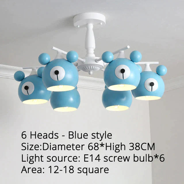Chandeliers For Living Room Bear Lamp 3/5/6 Heads Home Lighting Decorative Lampshade Baby Child