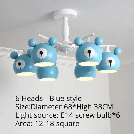 Chandeliers For Living Room Bear Lamp 3/5/6 Heads Home Lighting Decorative Lampshade Baby Child