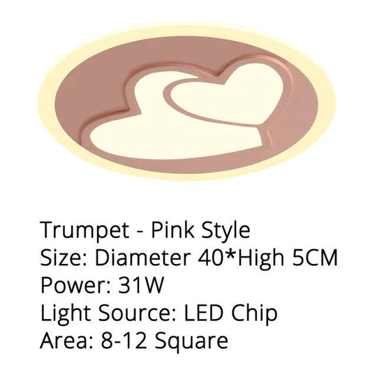 Acrylic Modern Led Ceiling Lights Pink Heart Shape For Living Room Bedroom Dining Home Lamp