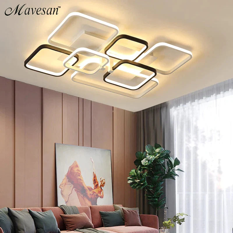 Black White Color Modern Led Ceiling Lights Creative For Living Room Dimmable Dome Lamp Fixture