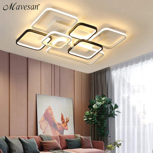 Black White Color Modern Led Ceiling Lights Creative For Living Room Dimmable Dome Lamp Fixture