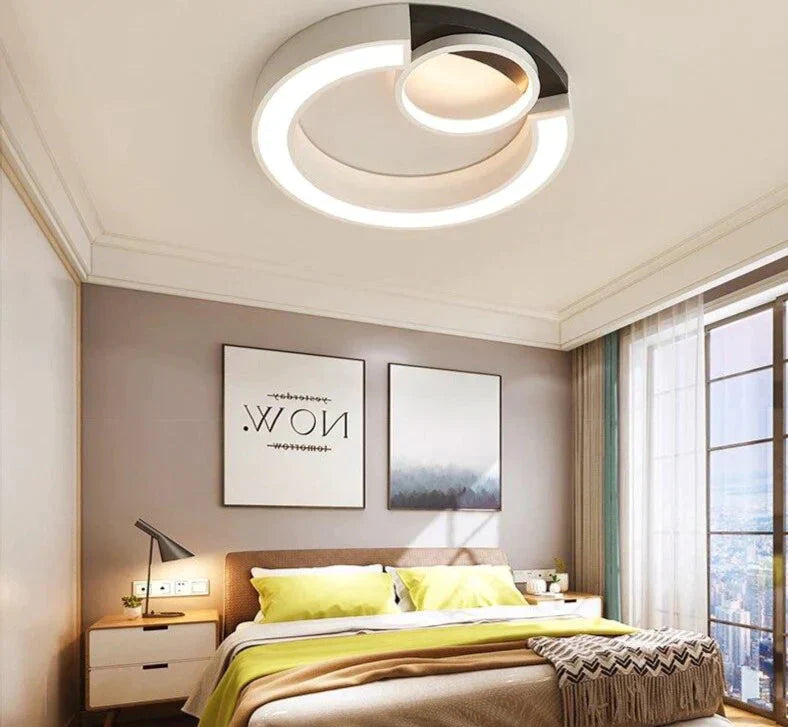Modern White/Black Style Led Ceiling Lights Mounted Lamp Living Room Bedroom Fixture Remote Control