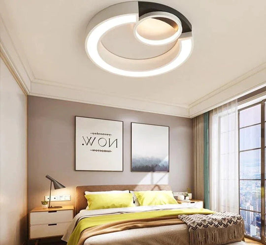 Modern White/Black Style Led Ceiling Lights Mounted Lamp Living Room Bedroom Fixture Remote Control