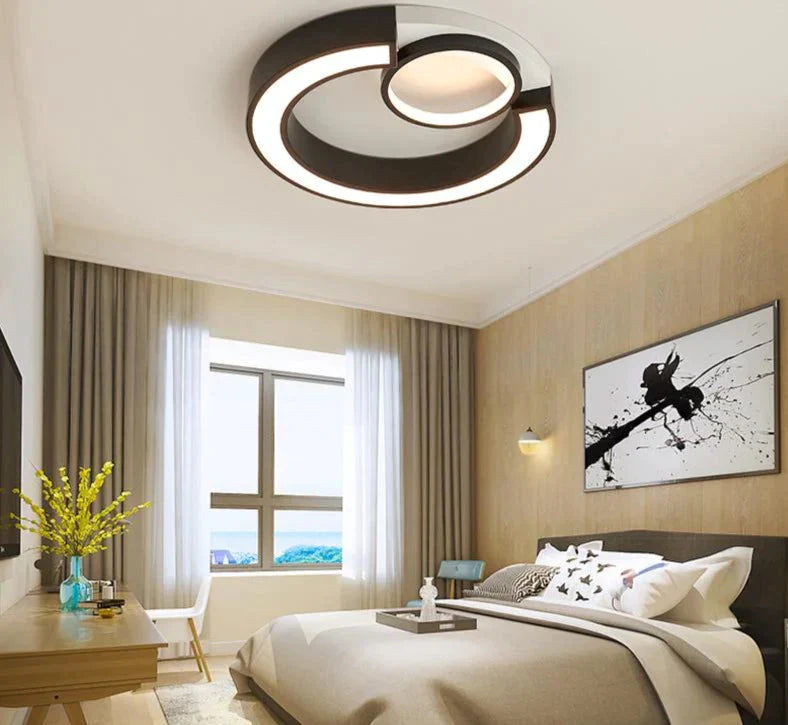 Modern White/Black Style Led Ceiling Lights Mounted Lamp Living Room Bedroom Fixture Remote Control