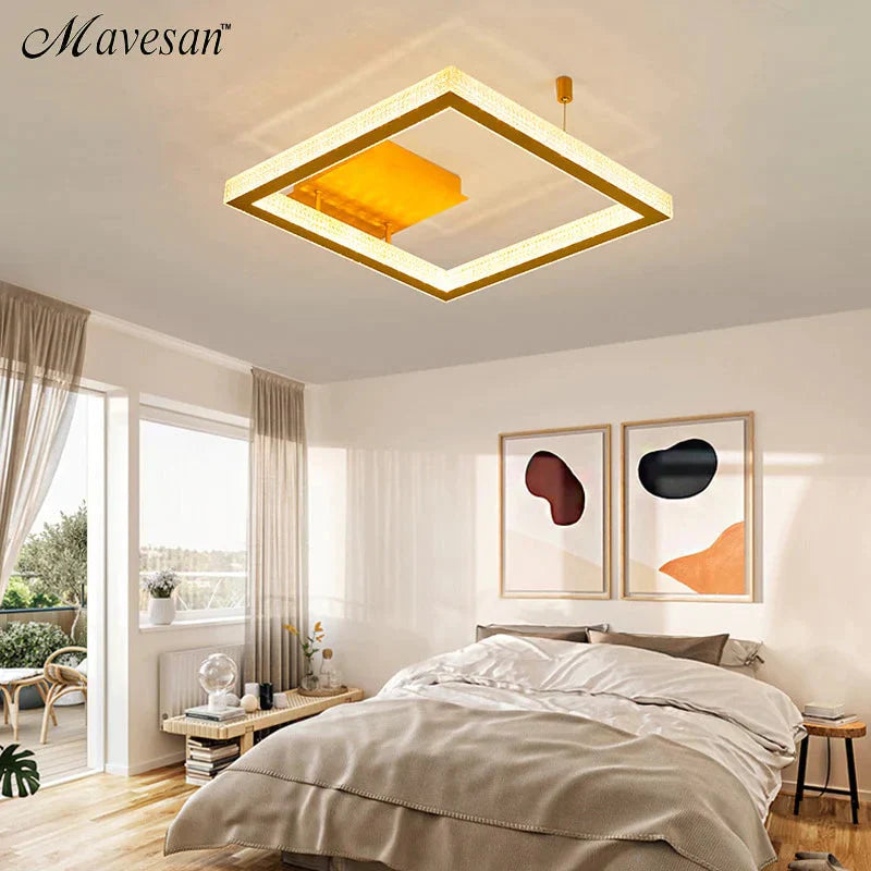 Gold/Coffee Color Ceiling Lights Bedroom Study Room Living Remote Control Surface Mounted Lighting