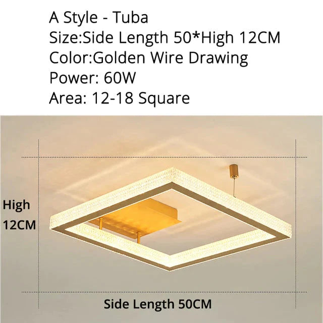 Gold/Coffee Color Ceiling Lights Bedroom Study Room Living Remote Control Surface Mounted Lighting