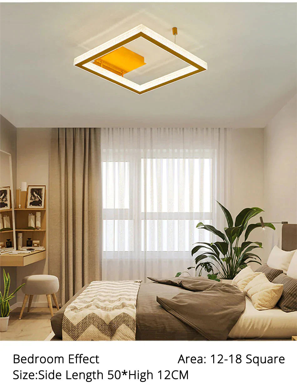 Gold/Coffee Color Ceiling Lights Bedroom Study Room Living Remote Control Surface Mounted Lighting
