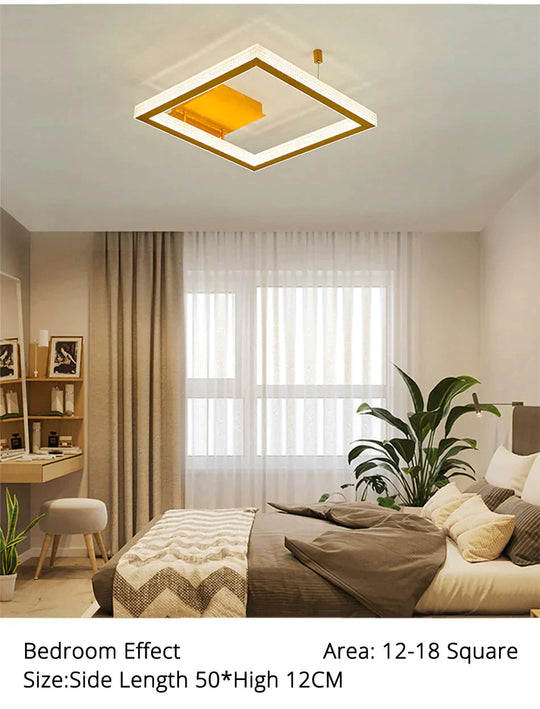 Gold/Coffee Color Ceiling Lights Bedroom Study Room Living Remote Control Surface Mounted Lighting