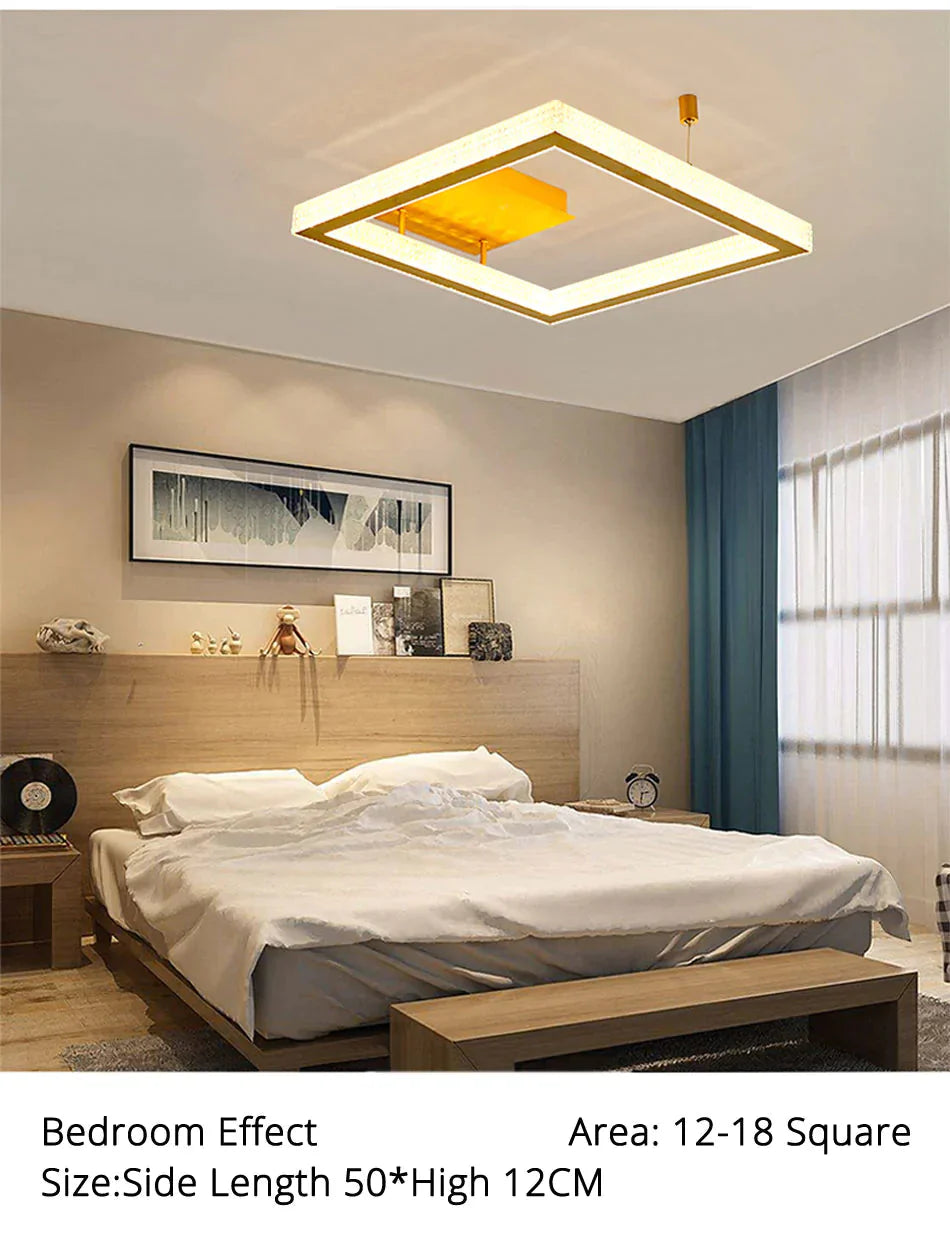 Gold/Coffee Color Ceiling Lights Bedroom Study Room Living Remote Control Surface Mounted Lighting