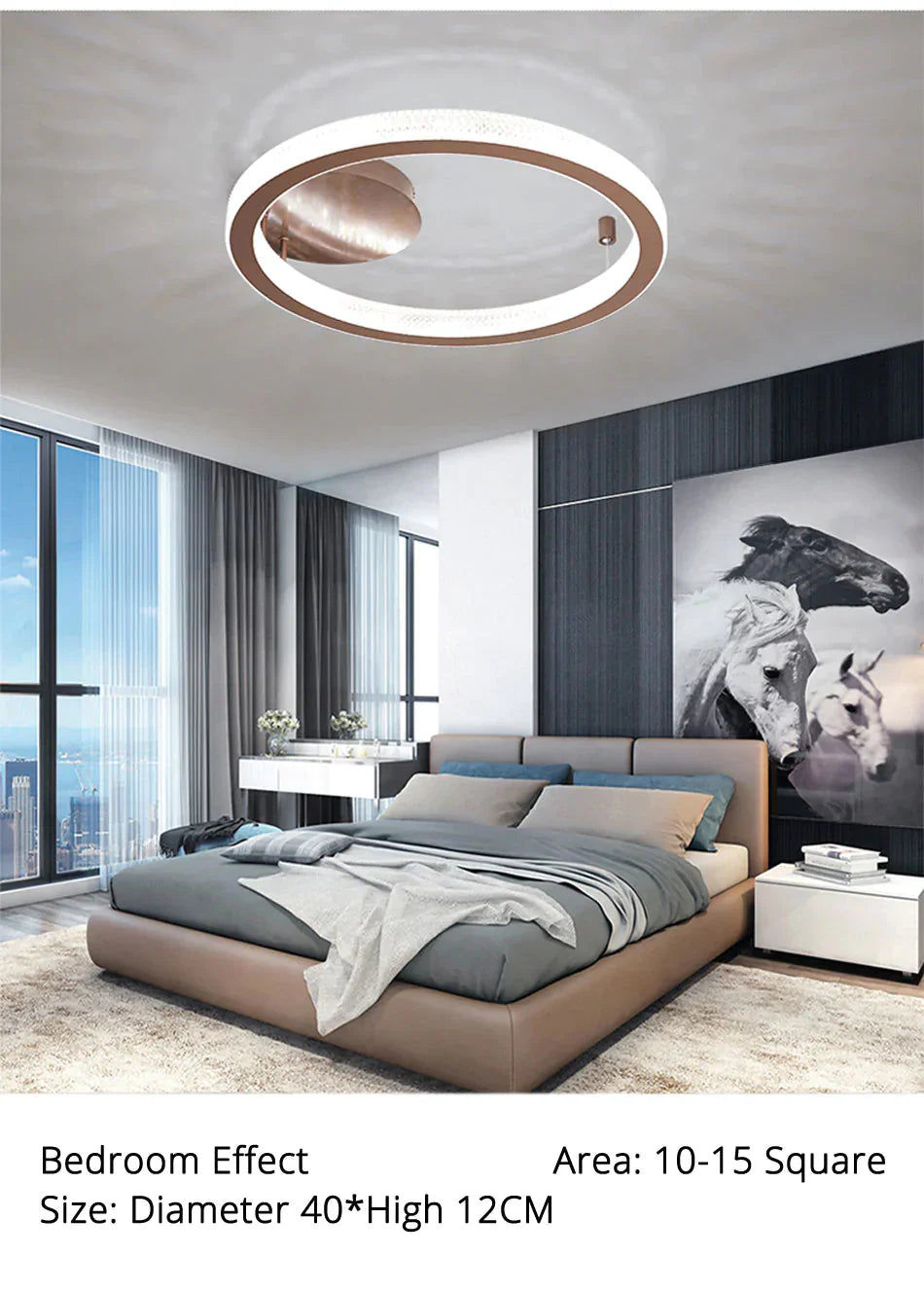 Gold/Coffee Color Ceiling Lights Bedroom Study Room Living Remote Control Surface Mounted Lighting