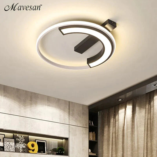Remote Control Living Room Bedroom Ceiling Lights White And Black Iron Body Surface Mounted Led