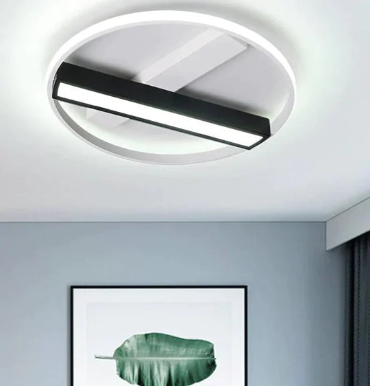 Remote Control Living Room Bedroom Ceiling Lights White And Black Iron Body Surface Mounted Led
