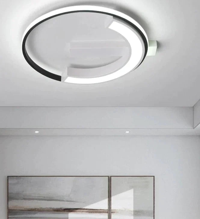 Remote Control Living Room Bedroom Ceiling Lights White And Black Iron Body Surface Mounted Led
