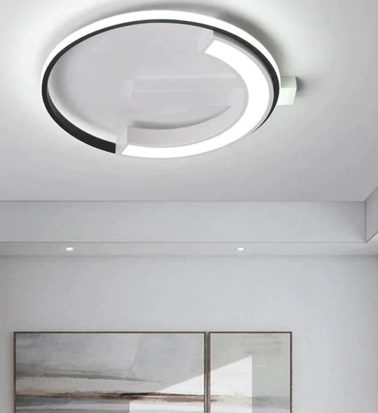 Remote Control Living Room Bedroom Ceiling Lights White And Black Iron Body Surface Mounted Led