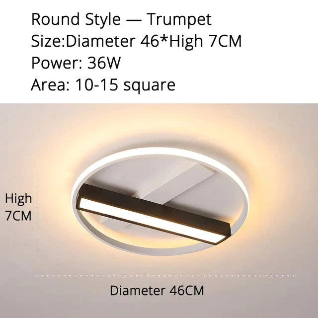 Remote Control Living Room Bedroom Ceiling Lights White And Black Iron Body Surface Mounted Led