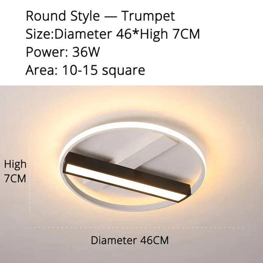 Remote Control Living Room Bedroom Ceiling Lights White And Black Iron Body Surface Mounted Led