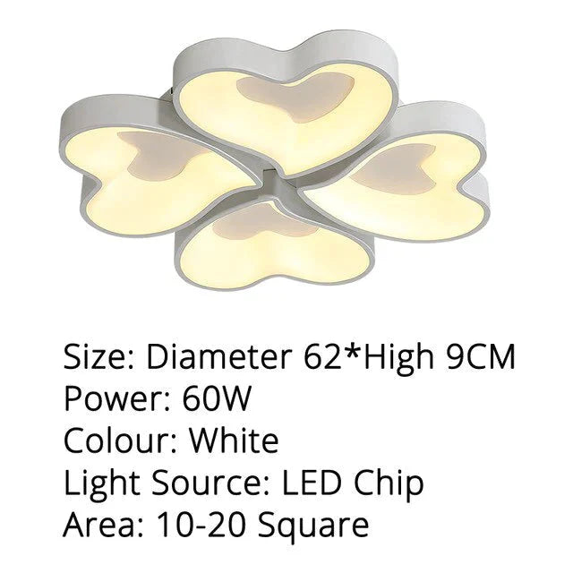 Modern Heart Shape Led Ceiling Lights For Living Room Bedroom Indoor Lighting Lamp Fixture Remote