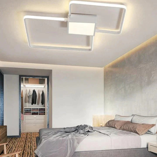 Remote Control Lamp Ceiling Led White Or Black Frame For Home Decorative Living Room 46W 56W